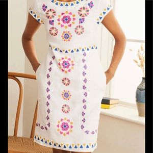 Boden Laura Linen Embroidered Dress Size 4